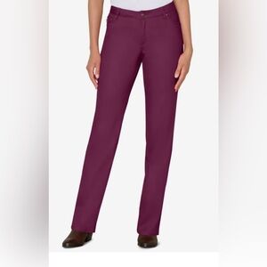 #z110 - Woman Within Classic Straight-Leg Stretch Denim Five-Pocket Jeans Claret